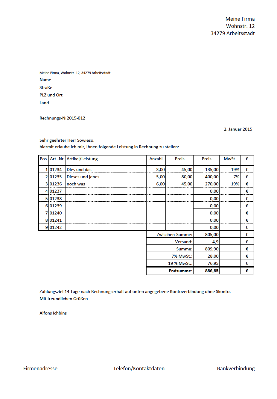Excel Vorlagen Rechnung Rechnung Excel Vorlage Excel Vorlagen Shop